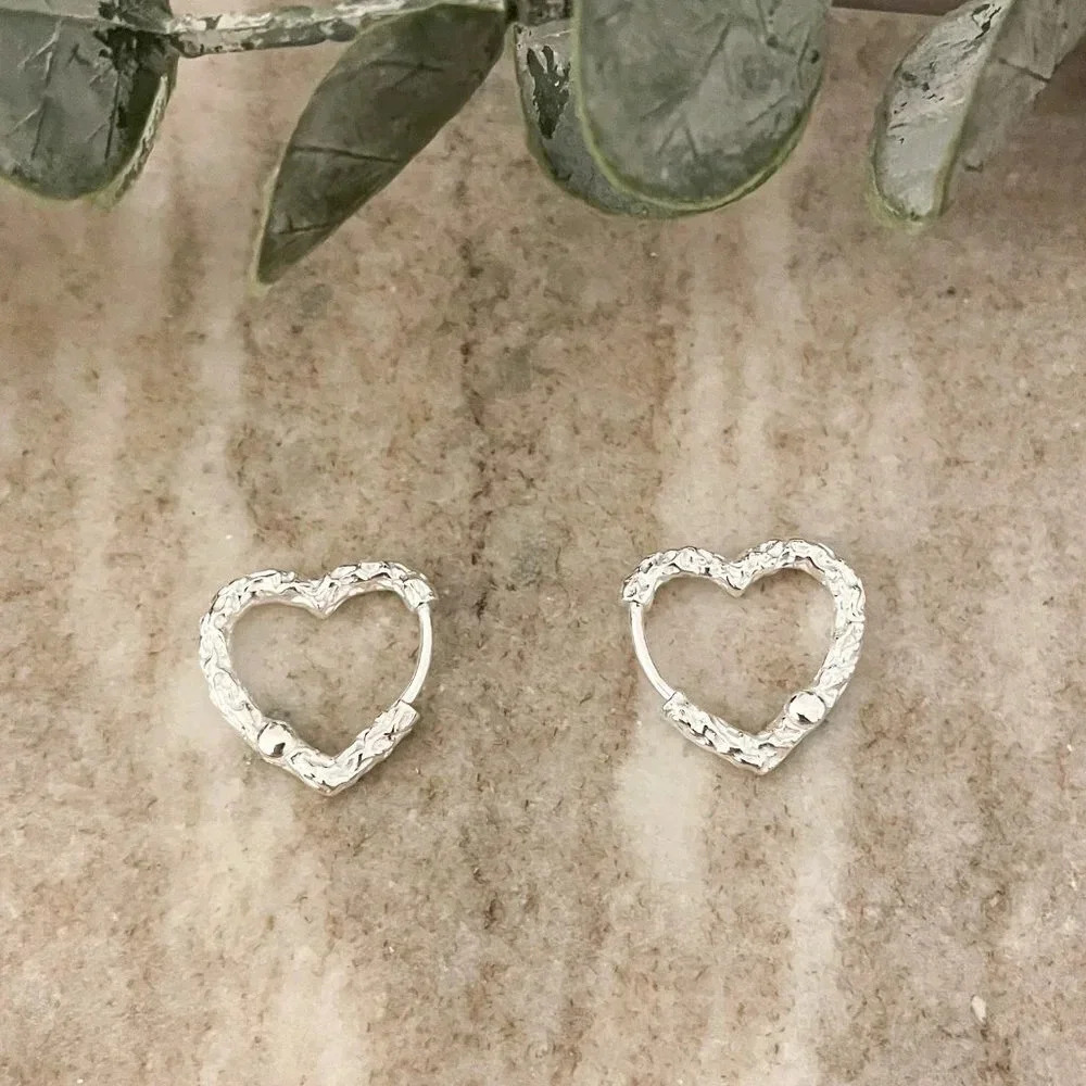 925 Sterling Silver Dainty Heart Huggie Earrings Small Hoop Earrings